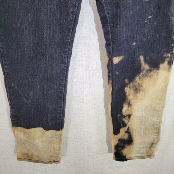 Michael Kors Jeans Womens 12 Slim 36x30 Black Denim Tie Dye Bleached Designer - Picture 9 of 12